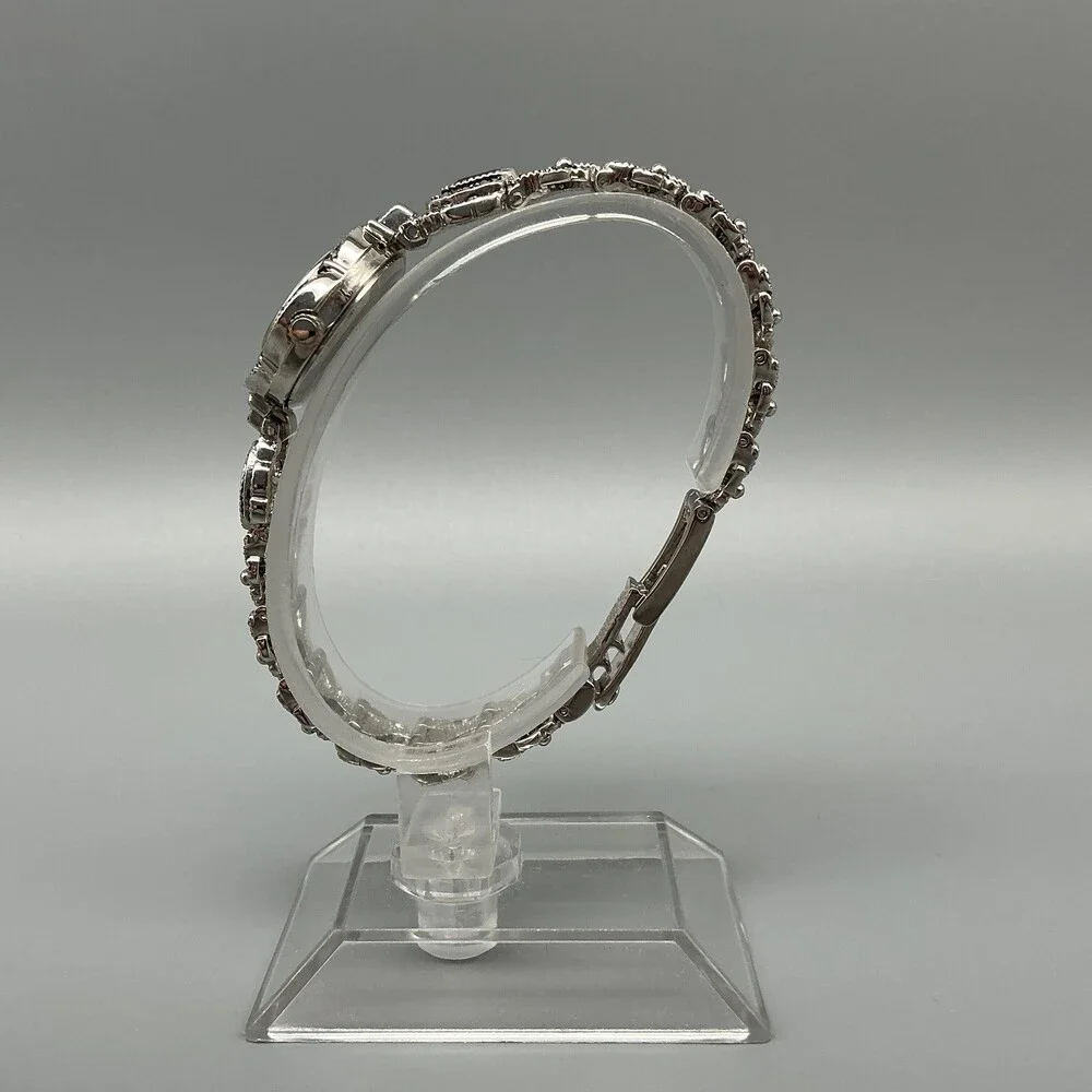 Alto Marcasite Womens Watch 24mm Silver Tone Dress Bracelet New Battery 7.25